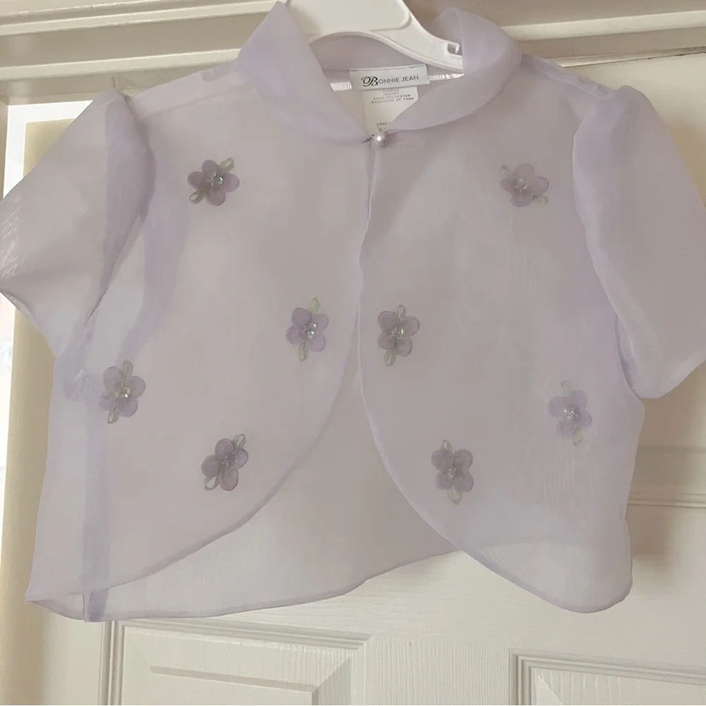 BONNIE JEAN Sheer Lavender Floral Special Occasion Bolero Girls 10 NEW NWOT